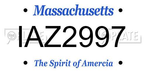 IAZ2997 Massachusetts License Plate