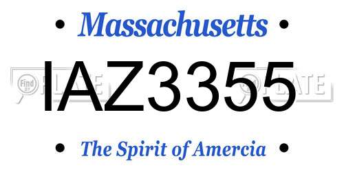 IAZ3355 Massachusetts License Plate