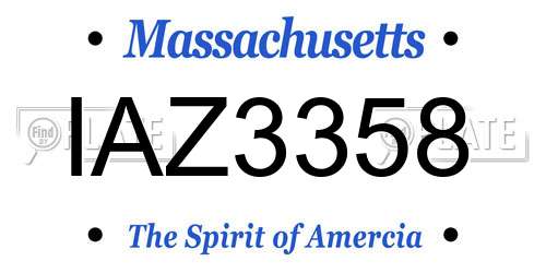 IAZ3358 Massachusetts License Plate