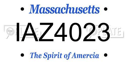 IAZ4023 Massachusetts License Plate