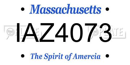 IAZ4073 Massachusetts License Plate