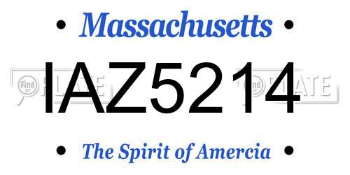 IAZ5214 Massachusetts License Plate