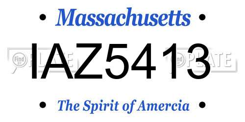 IAZ5413 Massachusetts License Plate