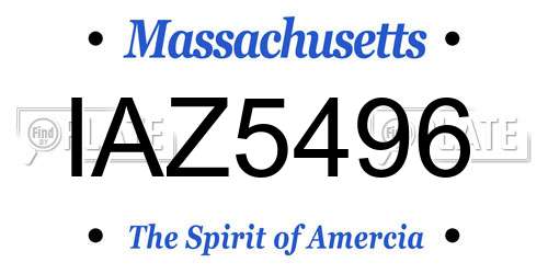 IAZ5496 Massachusetts License Plate