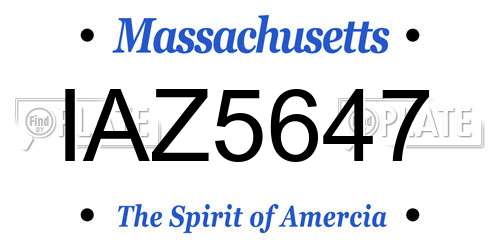 IAZ5647 Massachusetts License Plate
