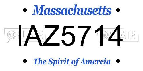 IAZ5714 Massachusetts License Plate