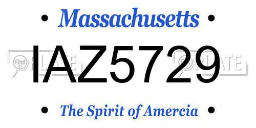 IAZ5729 Massachusetts License Plate