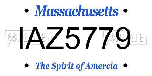 IAZ5779 Massachusetts License Plate