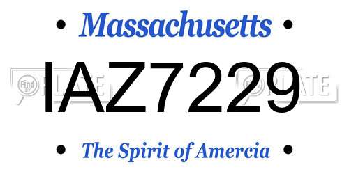 IAZ7229 Massachusetts License Plate