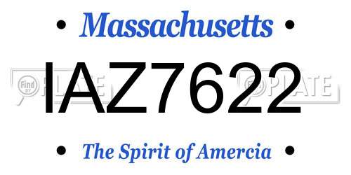 IAZ7622 Massachusetts License Plate