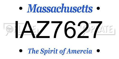 IAZ7627 Massachusetts License Plate
