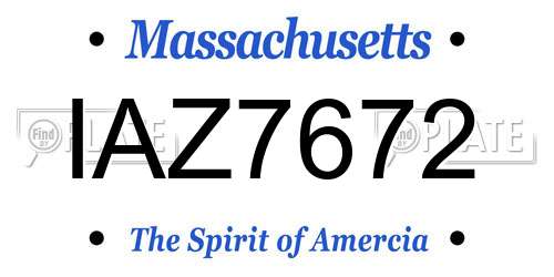 IAZ7672 Massachusetts License Plate