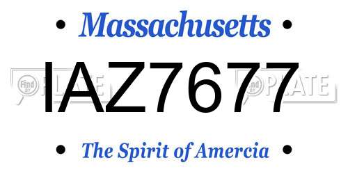 IAZ7677 Massachusetts License Plate