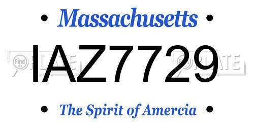 IAZ7729 Massachusetts License Plate