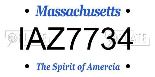 IAZ7734 Massachusetts License Plate