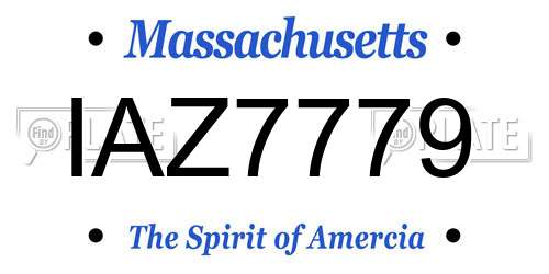 IAZ7779 Massachusetts License Plate