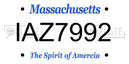 IAZ7992 Massachusetts License Plate