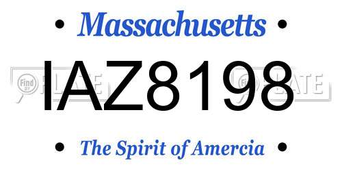 IAZ8198 Massachusetts License Plate
