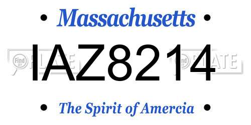 IAZ8214 Massachusetts License Plate