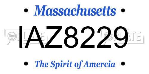 IAZ8229 Massachusetts License Plate