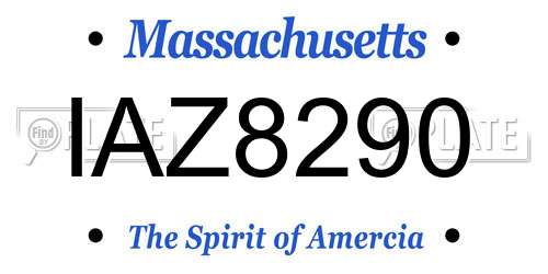 IAZ8290 Massachusetts License Plate