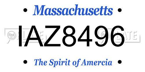 IAZ8496 Massachusetts License Plate