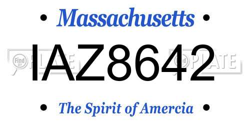 IAZ8642 Massachusetts License Plate