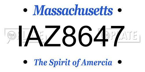 IAZ8647 Massachusetts License Plate
