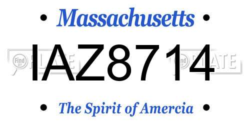 IAZ8714 Massachusetts License Plate