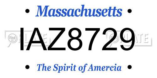 IAZ8729 Massachusetts License Plate