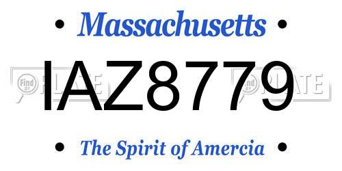 IAZ8779 Massachusetts License Plate