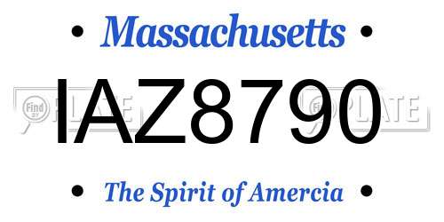 IAZ8790 Massachusetts License Plate