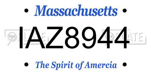 IAZ8944 Massachusetts License Plate
