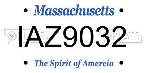 IAZ9032 Massachusetts License Plate