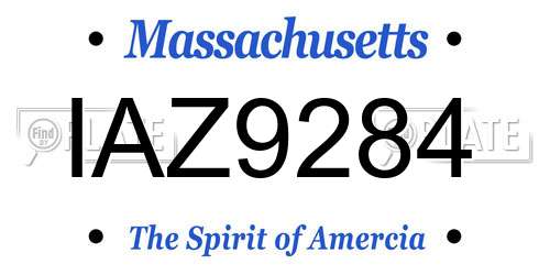 IAZ9284 Massachusetts License Plate