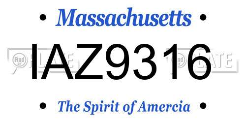 IAZ9316 Massachusetts License Plate