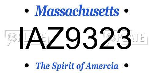 IAZ9323 Massachusetts License Plate