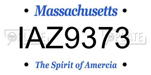 IAZ9373 Massachusetts License Plate