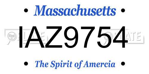 IAZ9754 Massachusetts License Plate
