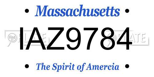 IAZ9784 Massachusetts License Plate