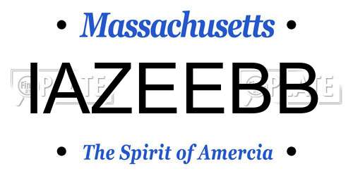 IAZEEBB Massachusetts License Plate
