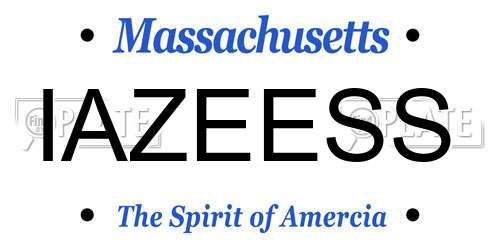 IAZEESS Massachusetts License Plate