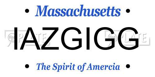IAZGIGG Massachusetts License Plate