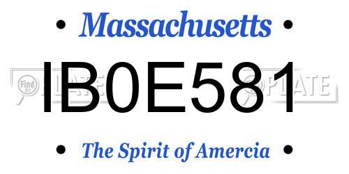 IB0E581 Massachusetts License Plate