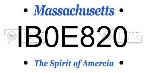 IB0E820 Massachusetts License Plate