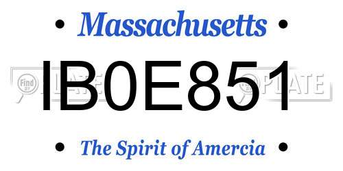 IB0E851 Massachusetts License Plate
