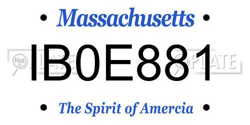 IB0E881 Massachusetts License Plate