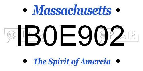 IB0E902 Massachusetts License Plate