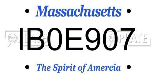 IB0E907 Massachusetts License Plate