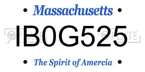 IB0G525 Massachusetts License Plate